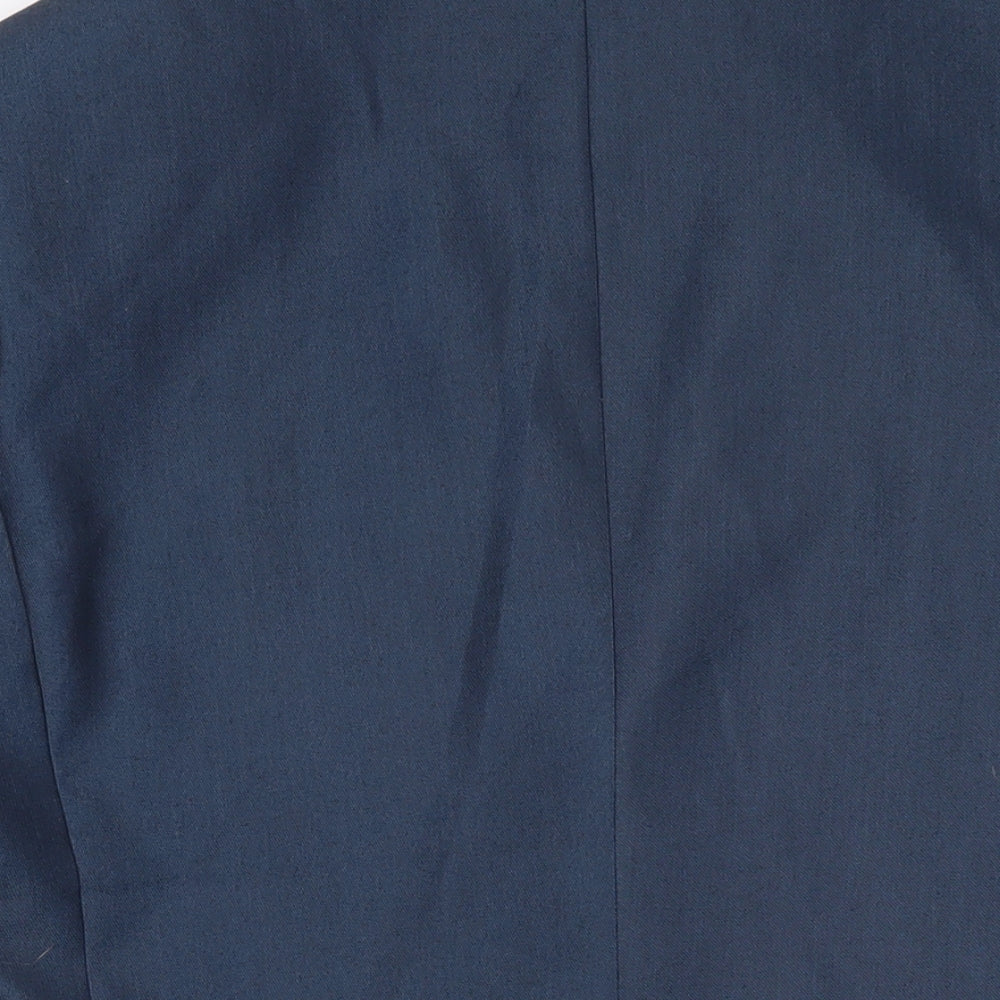 Greenwoods Mens Blue Houndstooth Polyester Jacket Blazer Size 38 Regular