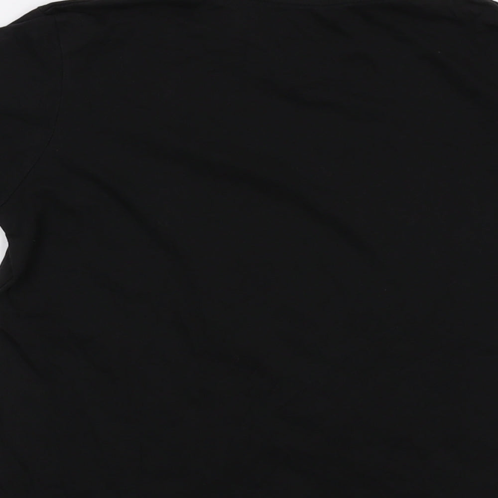 Sonic Girls Black Cotton Basic T-Shirt Size 10-11 Years Crew Neck Pullover