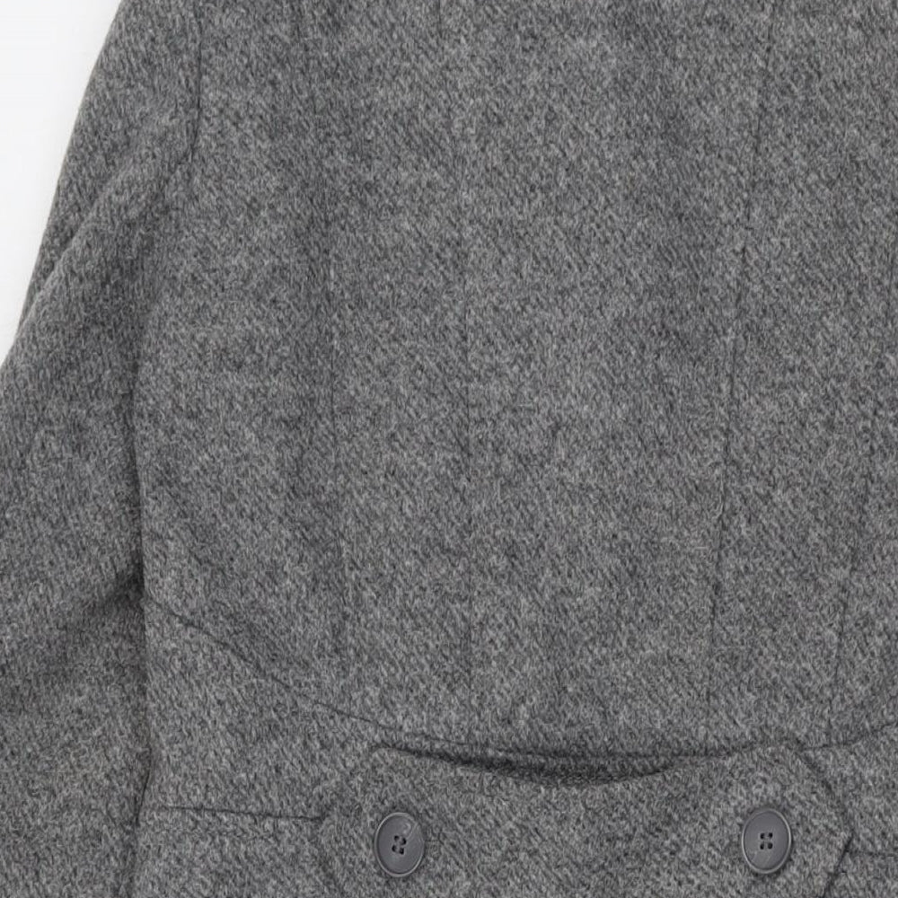 Oasis Womens Grey Overcoat Coat Size S Button