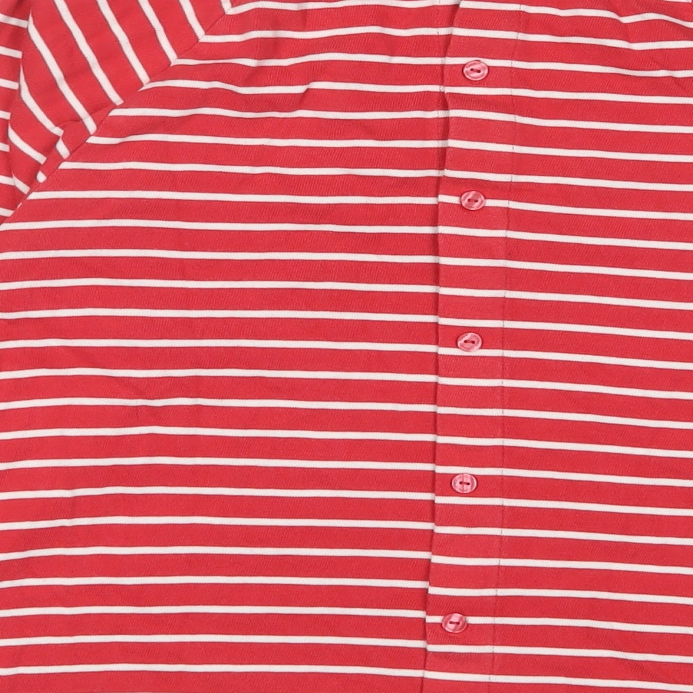 Crew Clothing Red Striped Cotton Basic T-Shirt Size 10 Boat Neck - Logo, Embroidered