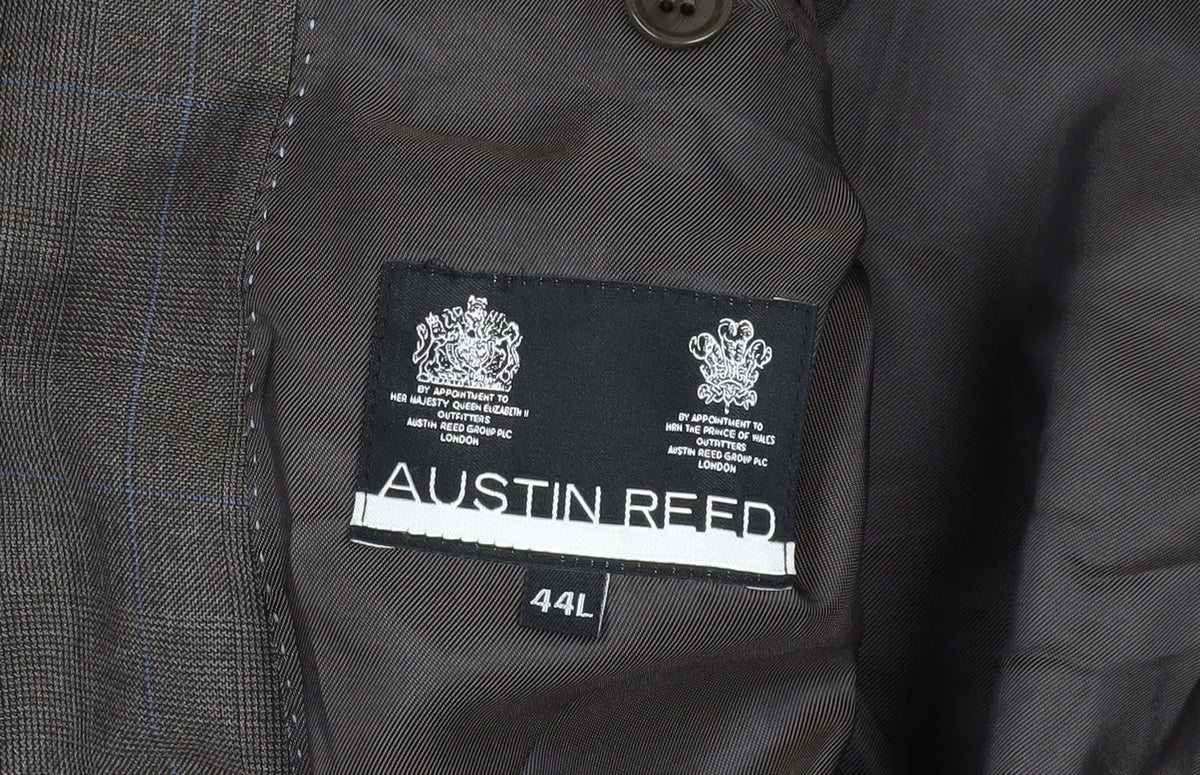 Austin Reed Brown Wool Blazer 44L Check Pattern