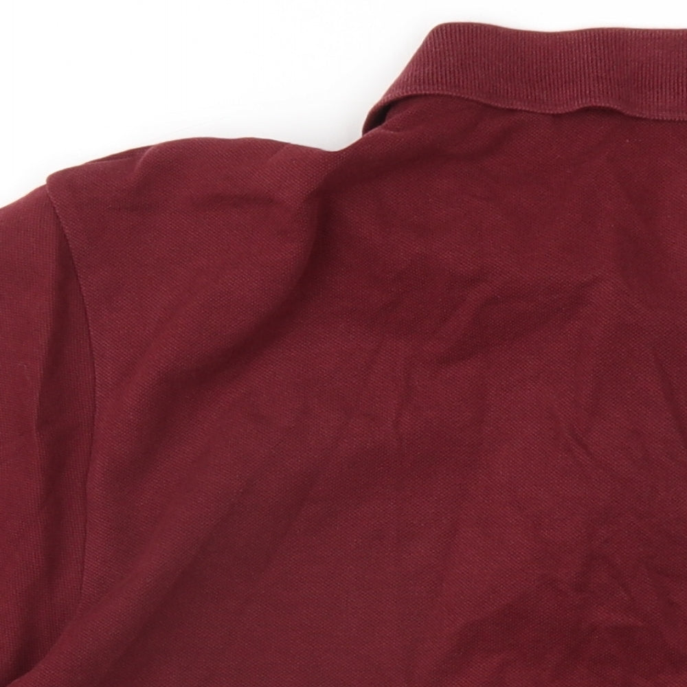 Next Mens Red Cotton Polo Size M Collared Button