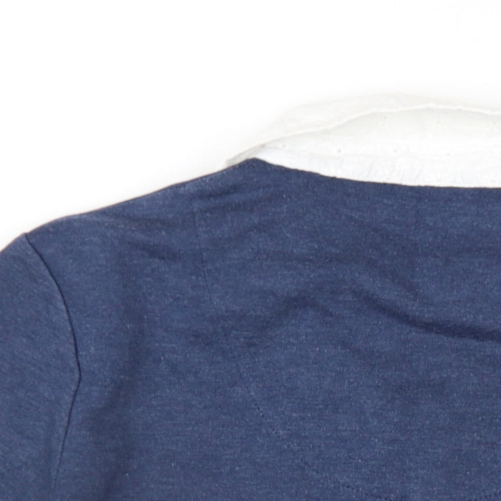 DASH Womens Blue Cotton Basic Blouse Size 10 Collared