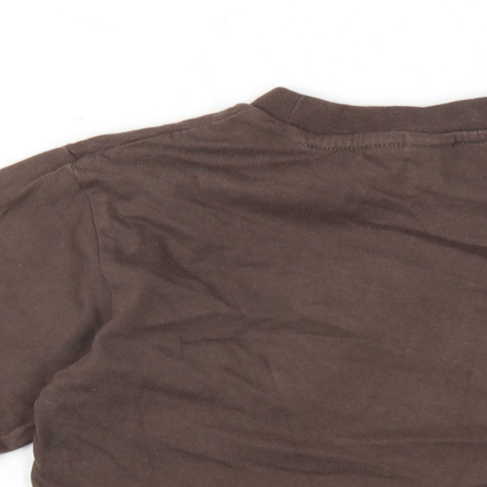 Adams Boys Brown Cotton Basic T-Shirt Size 5 Years Round Neck Pullover