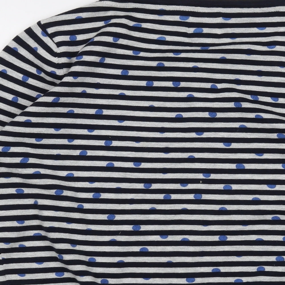 Yumi Womens Blue Round Neck Striped Polyester Cardigan Jumper Size 12