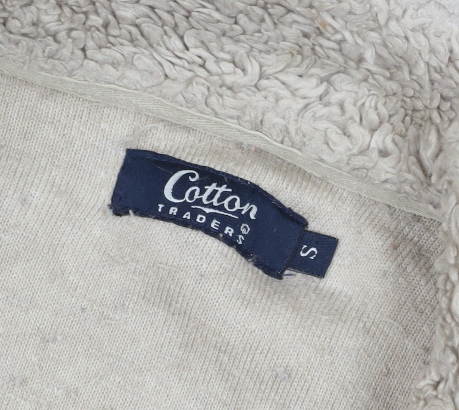 Cotton Traders Beige Fleece 1/4 Zip Sweatshirt, S