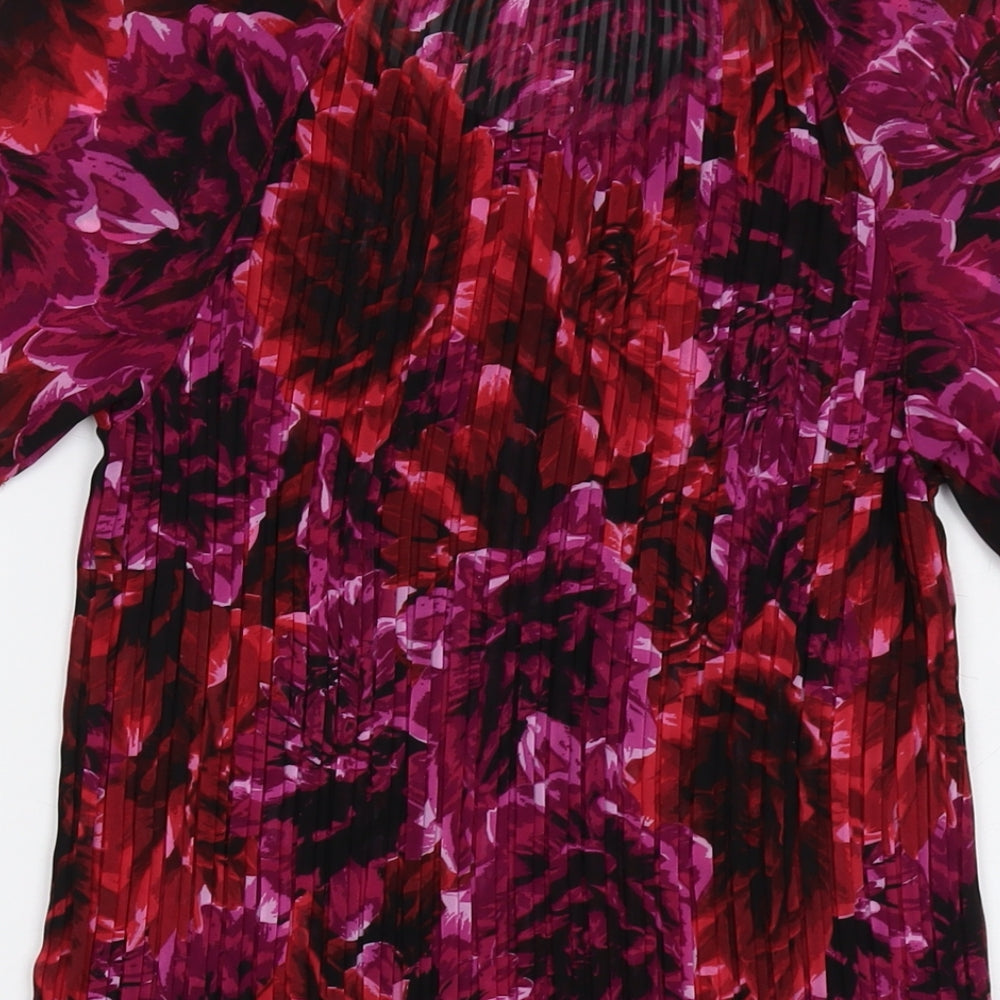David Emanuel Womens Pink Floral Polyester Basic Blouse Size 12 Round Neck