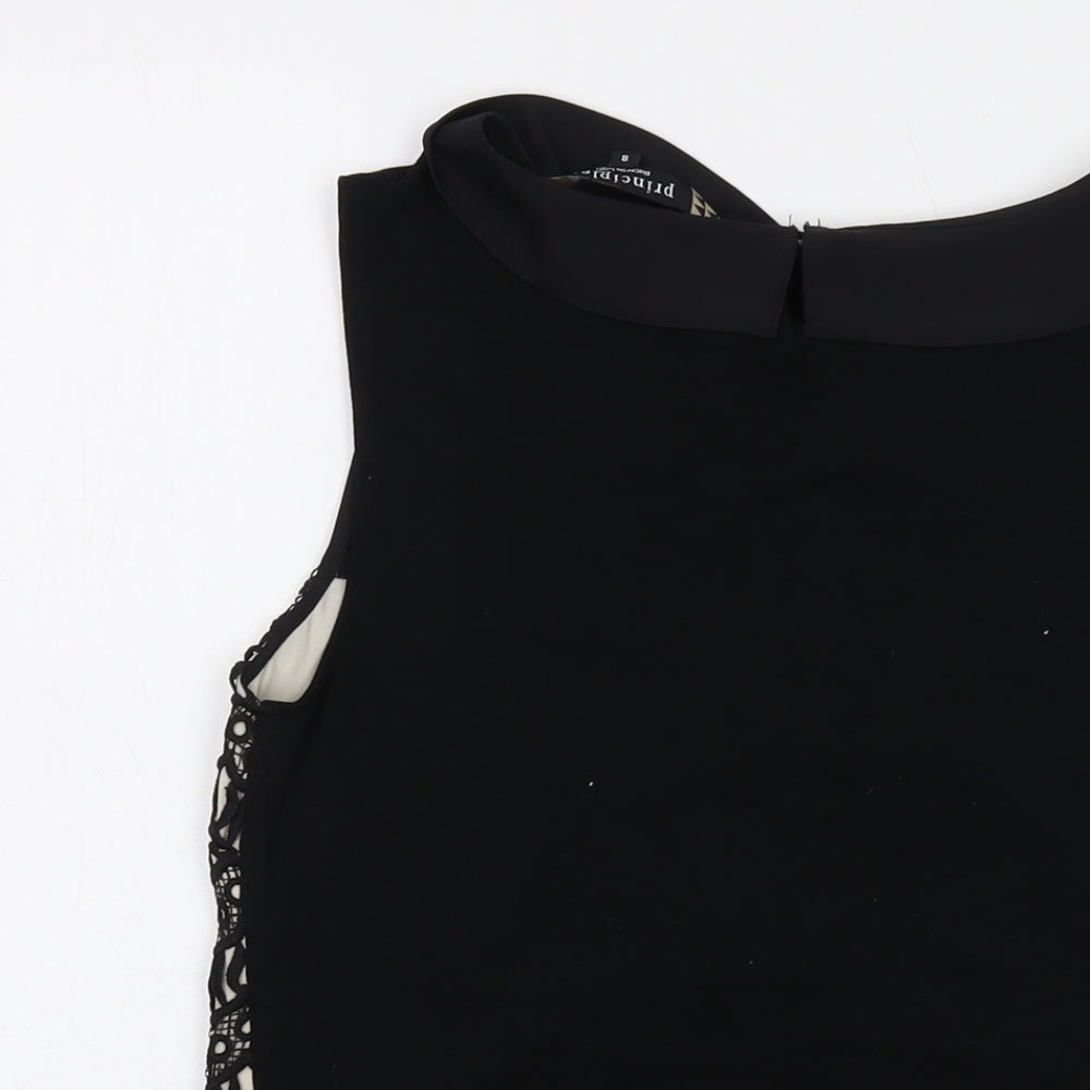 Principles Womens Black Polyester Basic Tank Size 8 Collared