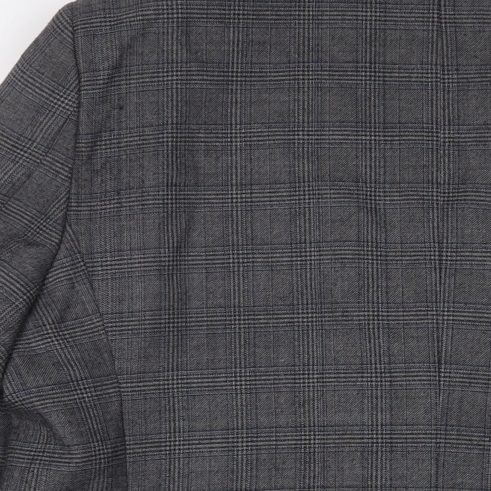 Brook Taverner Mens Grey Plaid Polyester Jacket Suit Jacket Size 48 Regular