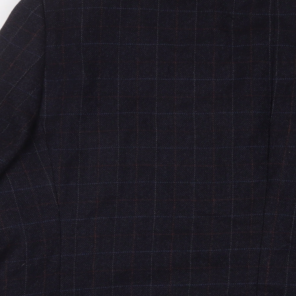 Brook Taverner Mens Blue Plaid Wool Jacket Suit Jacket Size 48 Regular