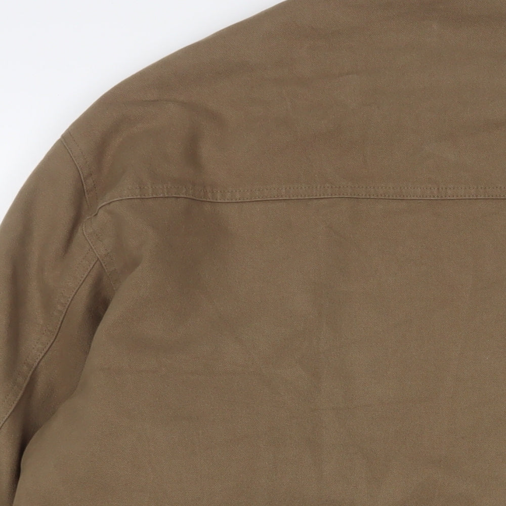 Marks & Spencer Mens Beige Jacket Size L Zip - Logo, Embroidered