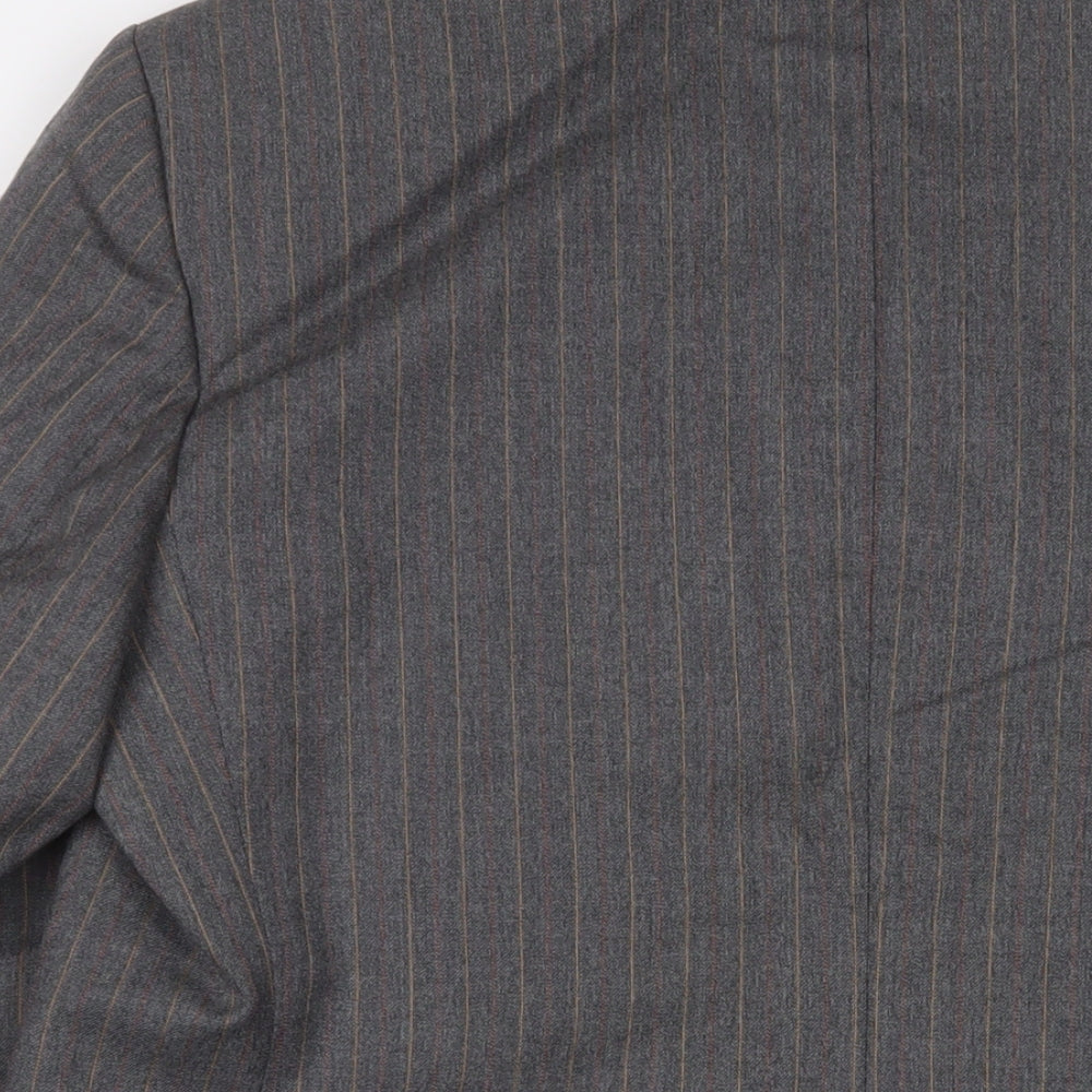 Charles Barker Mens Grey Striped Polyester Jacket Suit Jacket Size 44 Regular