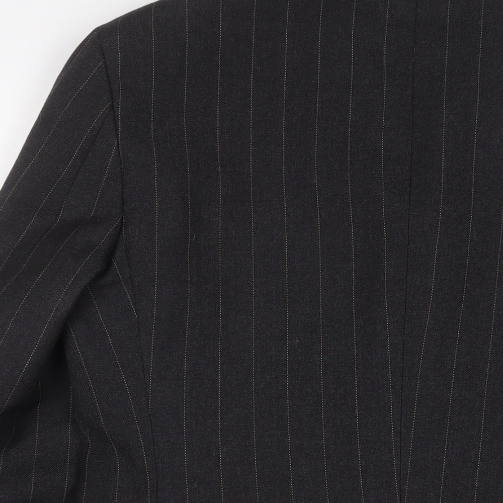 Burton Mens Grey Striped Polyester Jacket Suit Jacket Size 38 Regular
