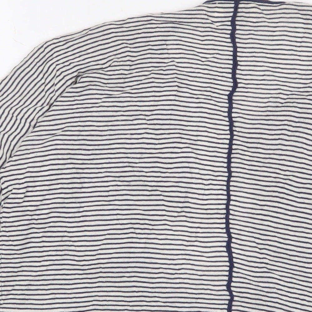 Masai Womens Blue V-Neck Striped Viscose Cardigan Jumper Size S - Open