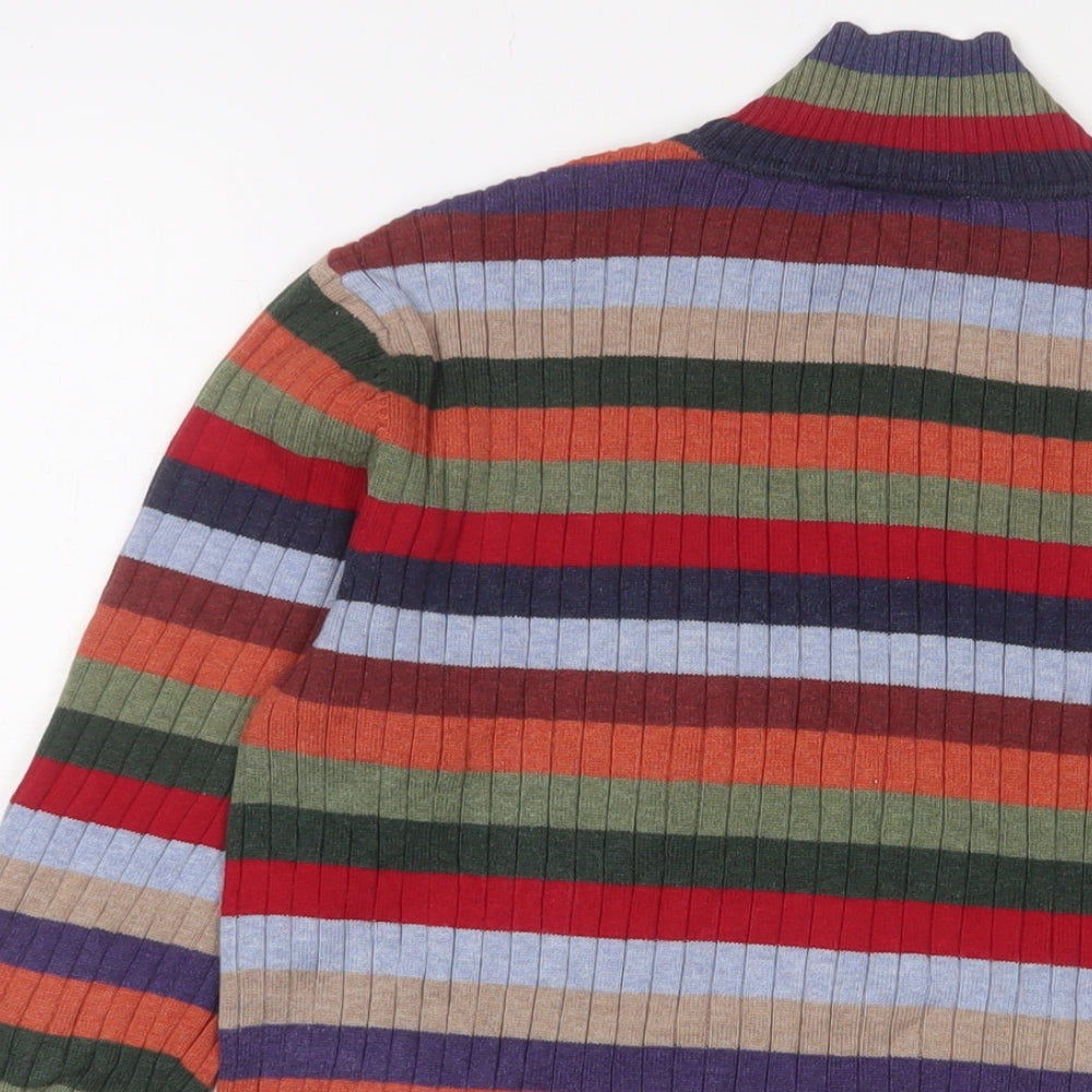 Talbots Womens Multicoloured High Neck Striped Cotton Pullover Jumper Size 8 - Stretch
