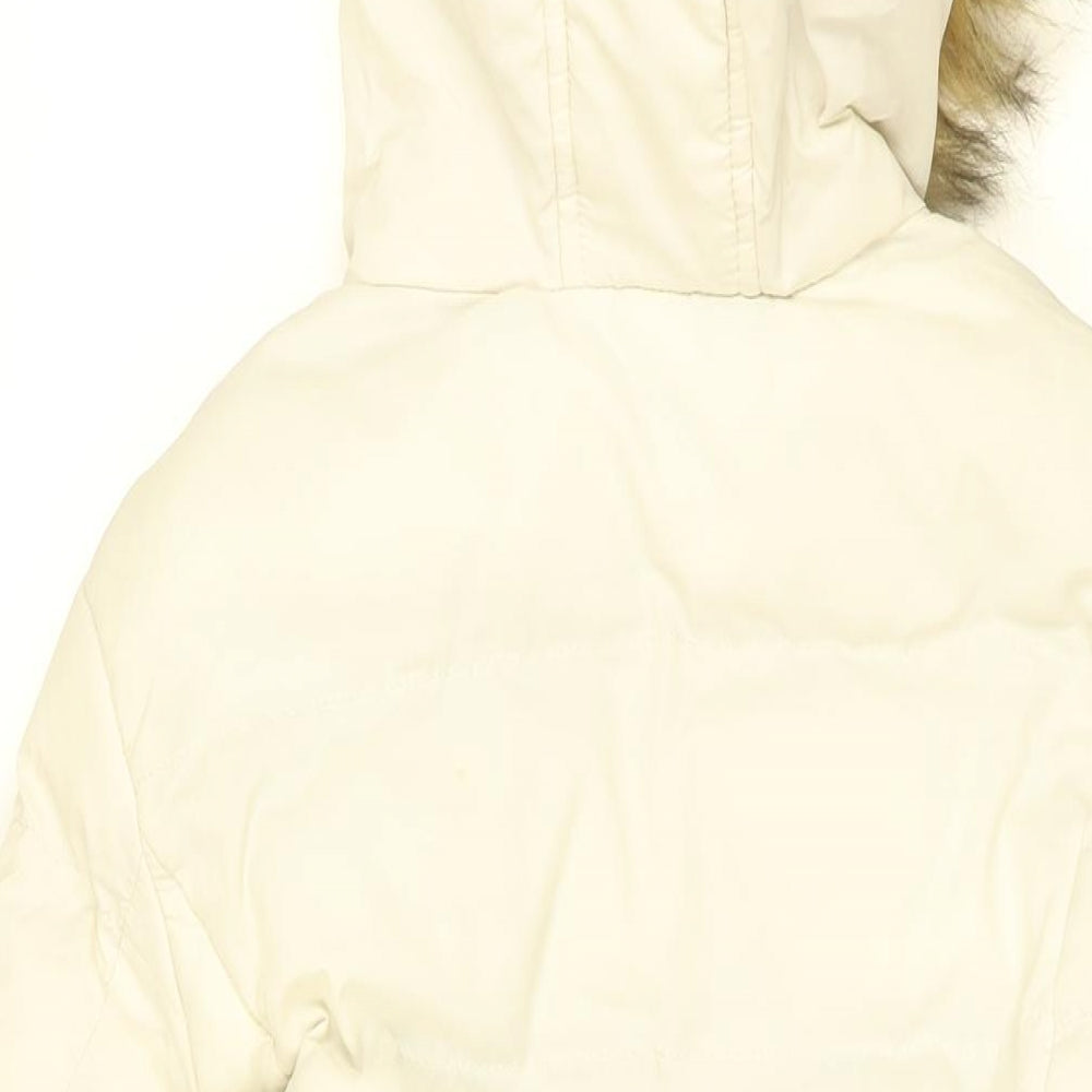 Brave Soul Womens White Puffer Jacket Coat Size 8 Zip
