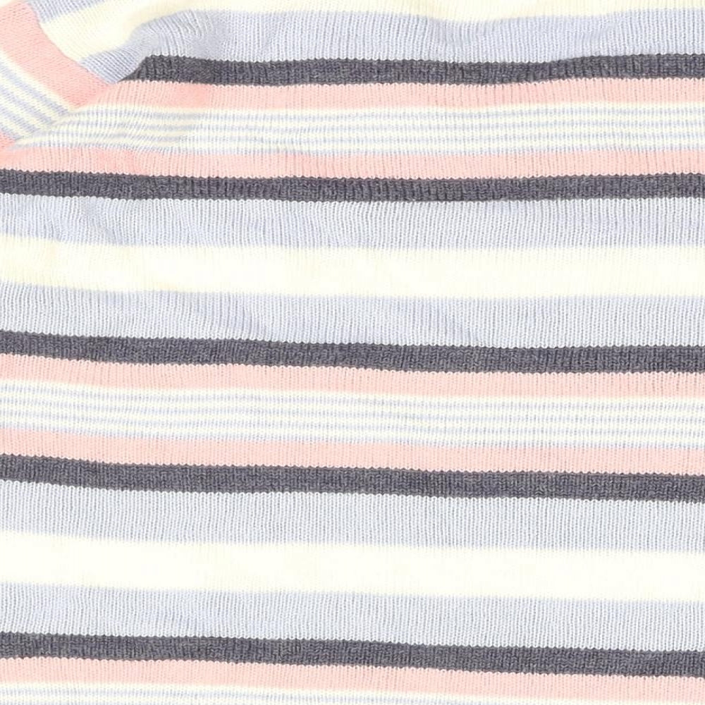 Isle Womens Blue V-Neck Striped Acrylic Pullover Jumper Size 14 - Size 14-16