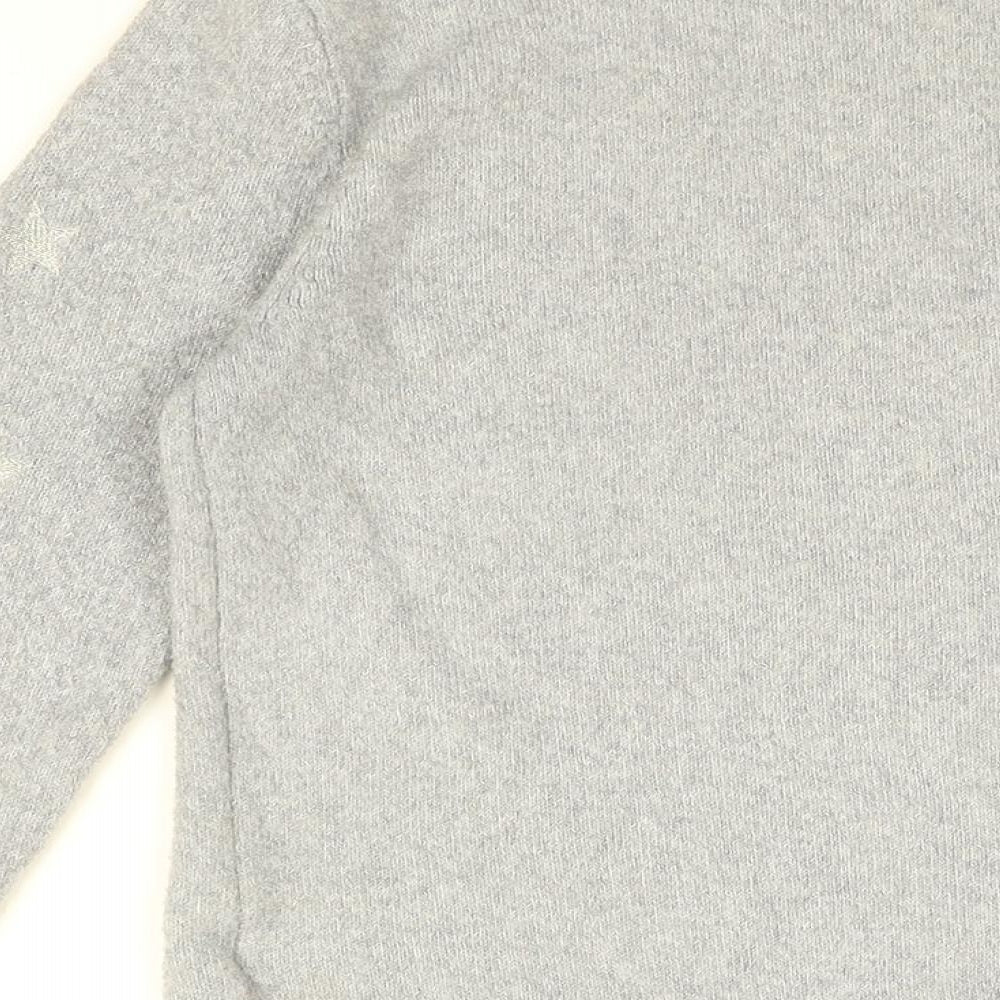 Oasis Womens Grey Round Neck Geometric Polyester Pullover Jumper Size S - Star print