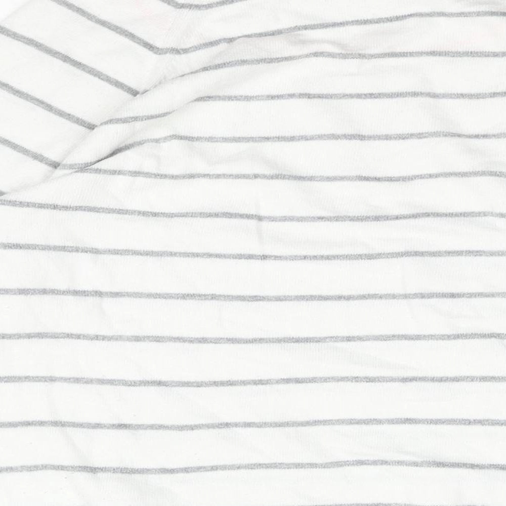 Gap Womens White Round Neck Striped Cotton Pullover Jumper Size M