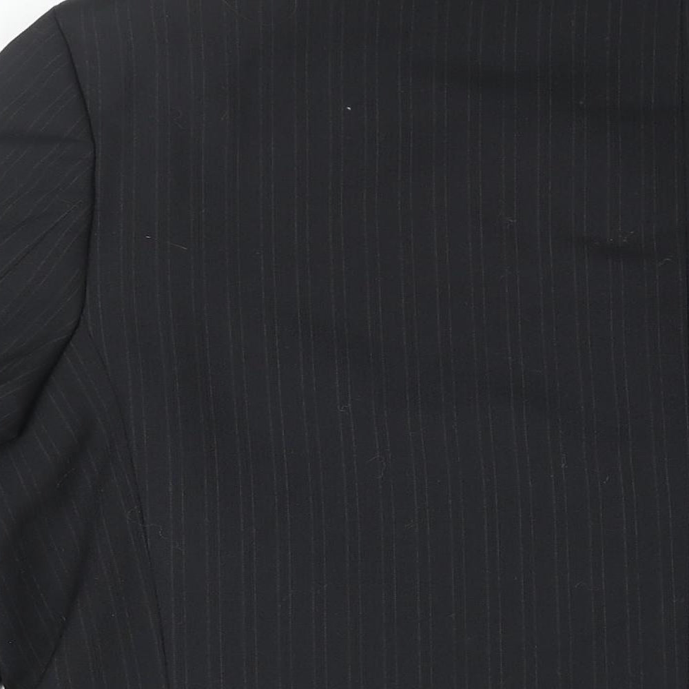 Pinstripe Mens Black Striped Polyester Jacket Suit Jacket Size 44 Regular