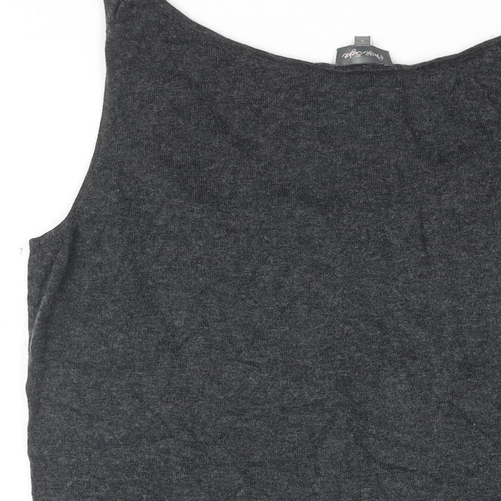 Phase Eight Womens Black Acrylic Basic Tank Size L Round Neck