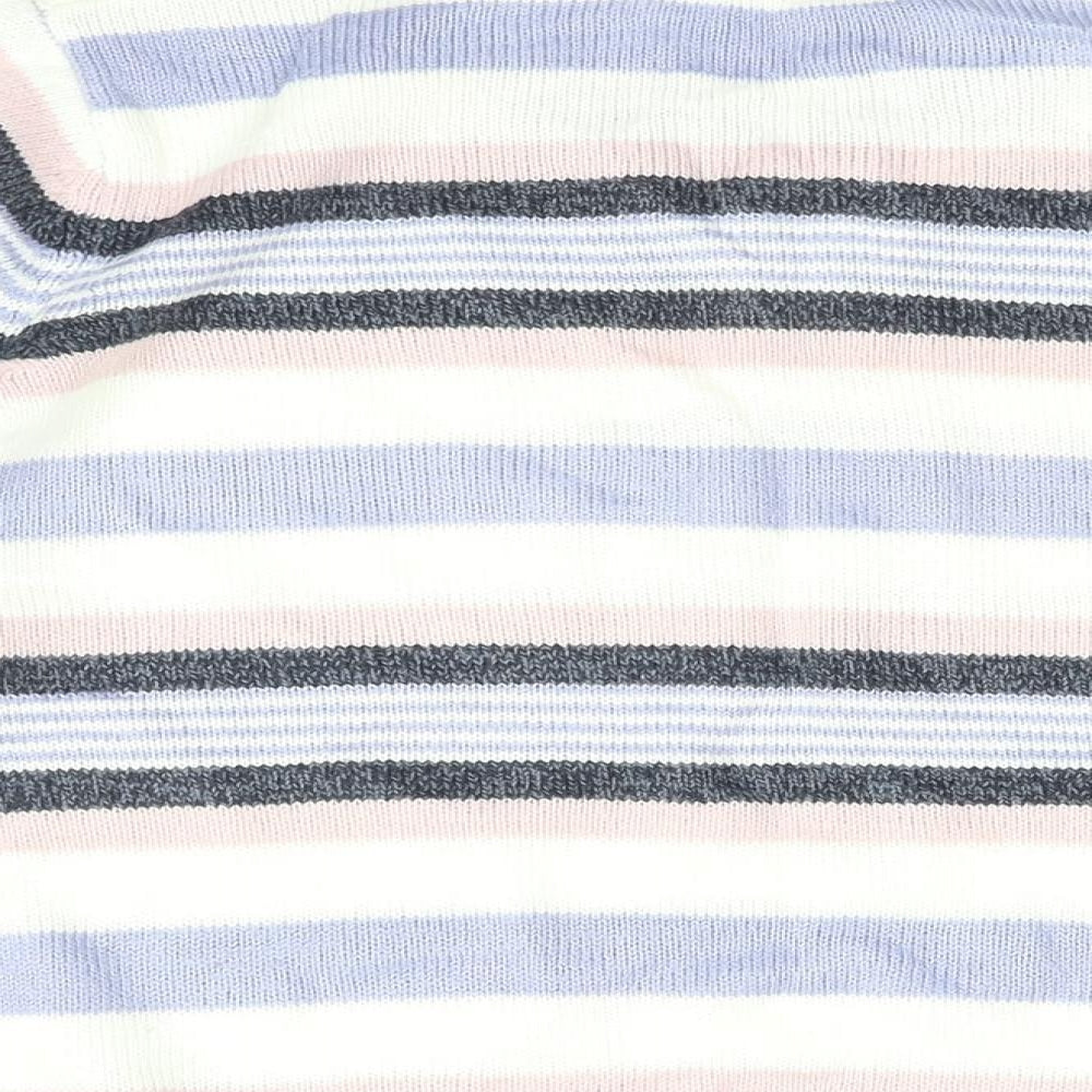 Isle Essentials Womens Purple V-Neck Striped Acrylic Pullover Jumper Size 14 - Size 14-16