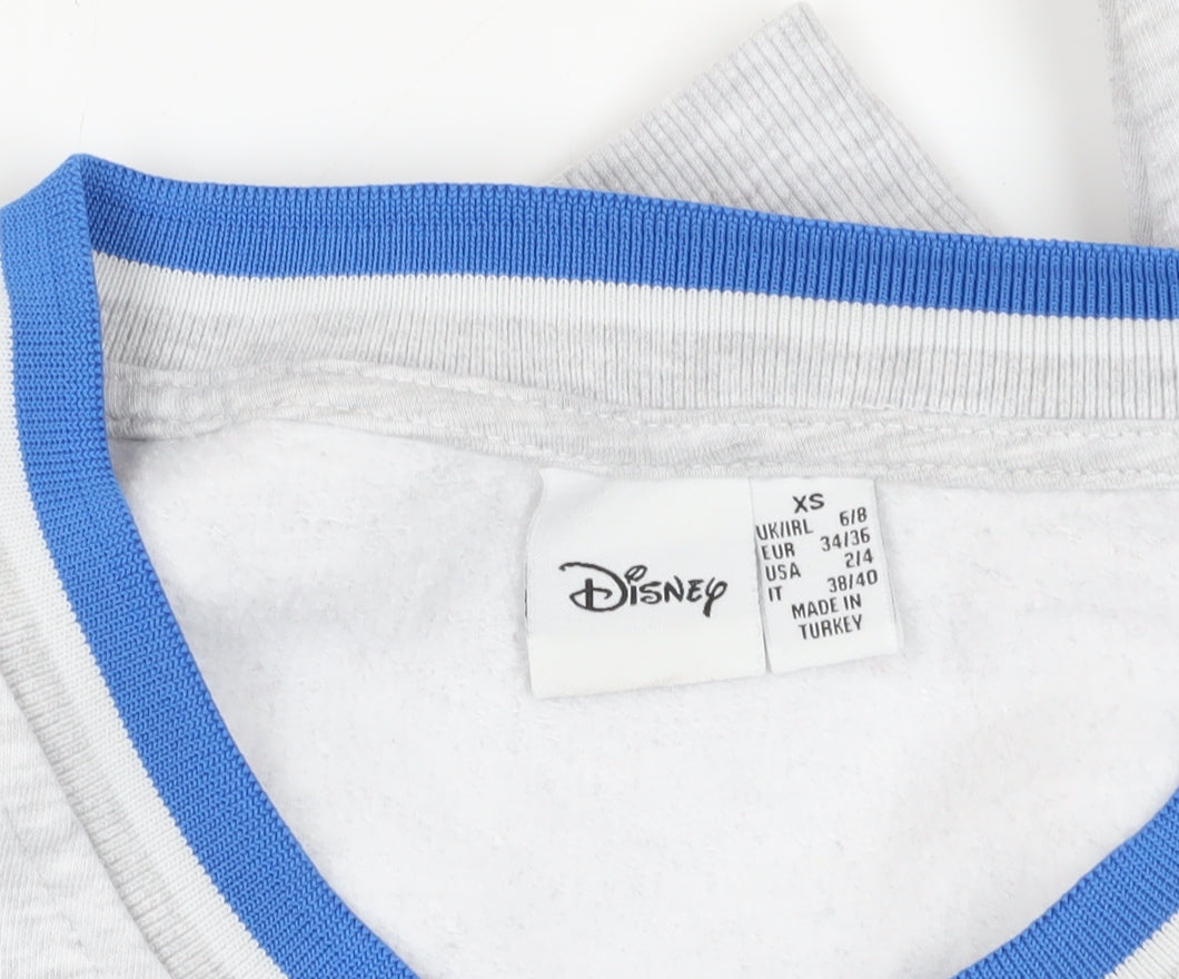 Brand and care label for Disney Grey Stitch Pullover Sweatshirt XS