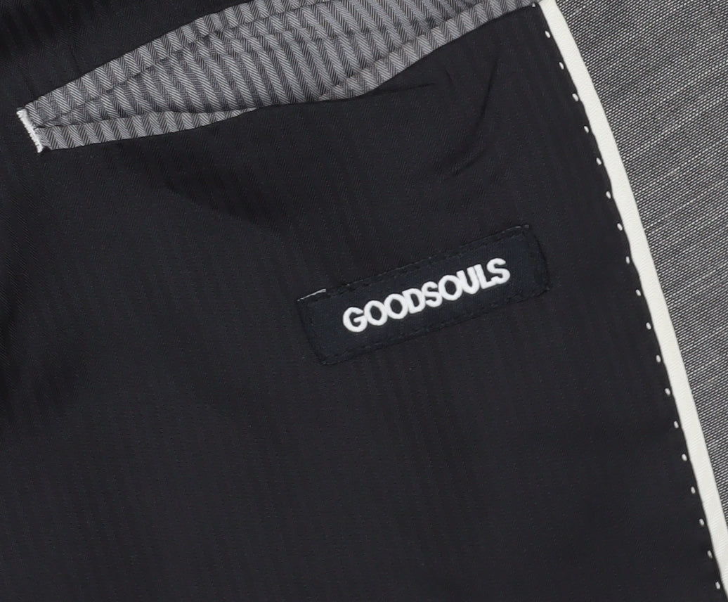Goodsouls Grey Slim Fit Blazer Shawl Lapel Formal Jacket