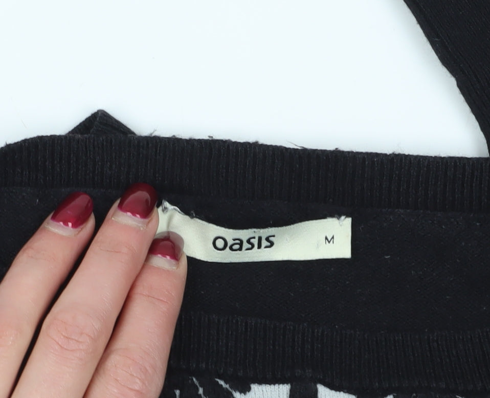Oasis Black Geometric Pullover Jumper M