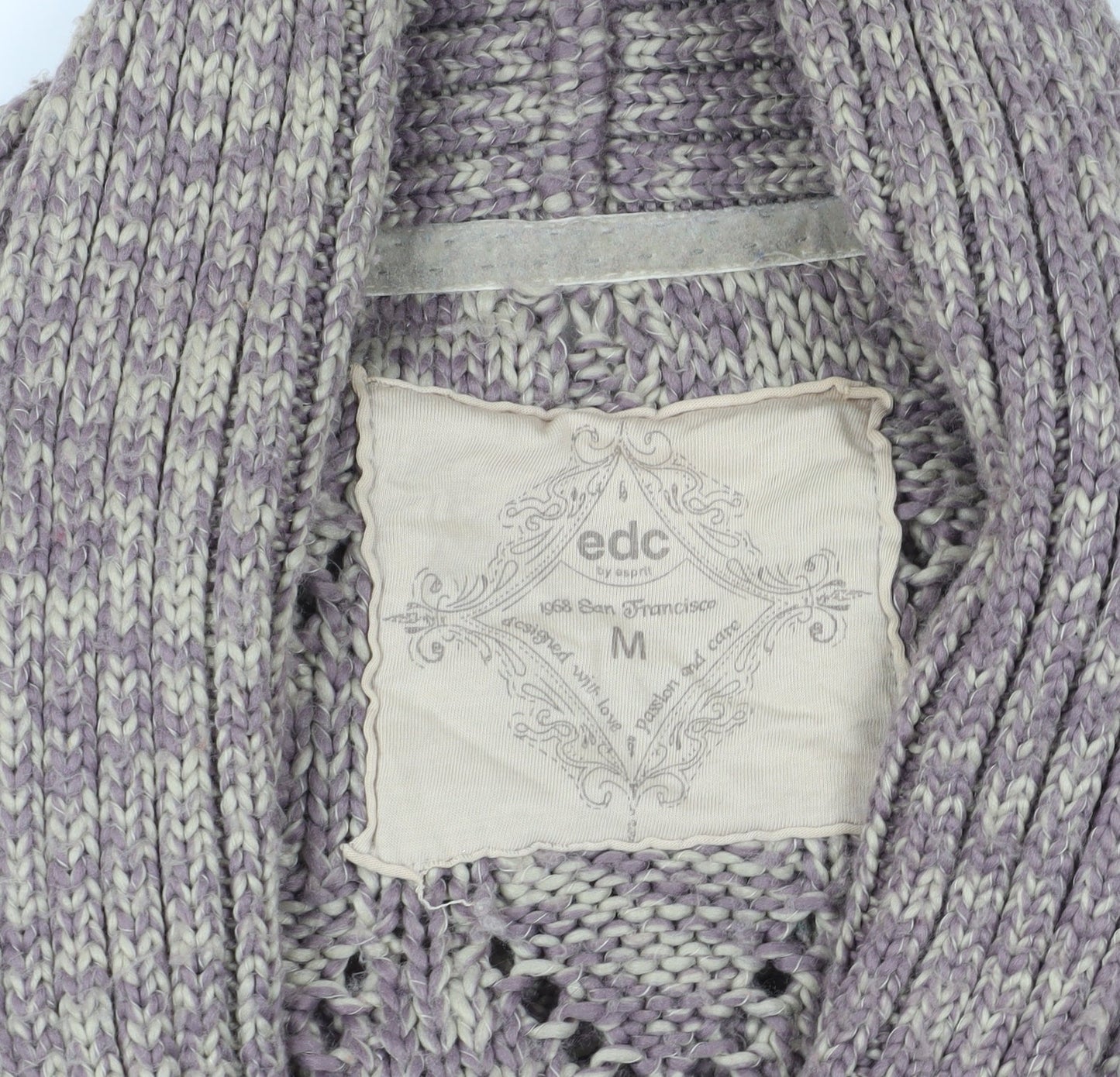 Esprit Grey Wool Cardigan Medium Open-Knit