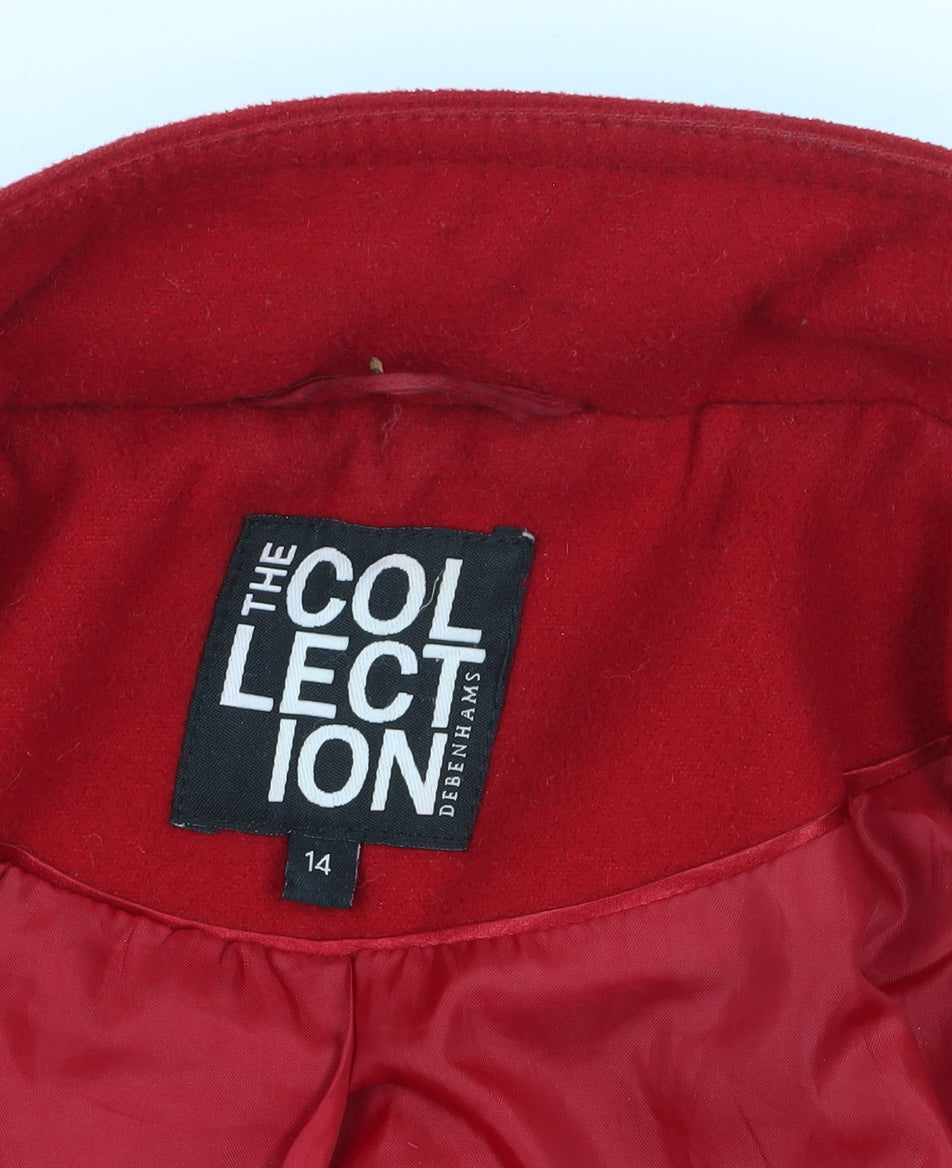 Debenhams Women's Red Long Overcoat, Size 14