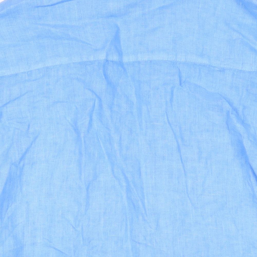 Pura Lima Womens Blue Linen Basic Blouse Size 3XL Collared