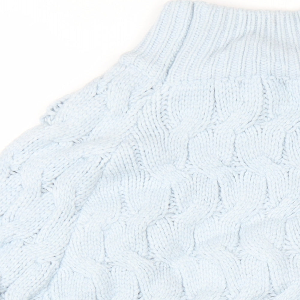 Telluride Womens Blue Mock Neck Polyester Pullover Jumper Size S