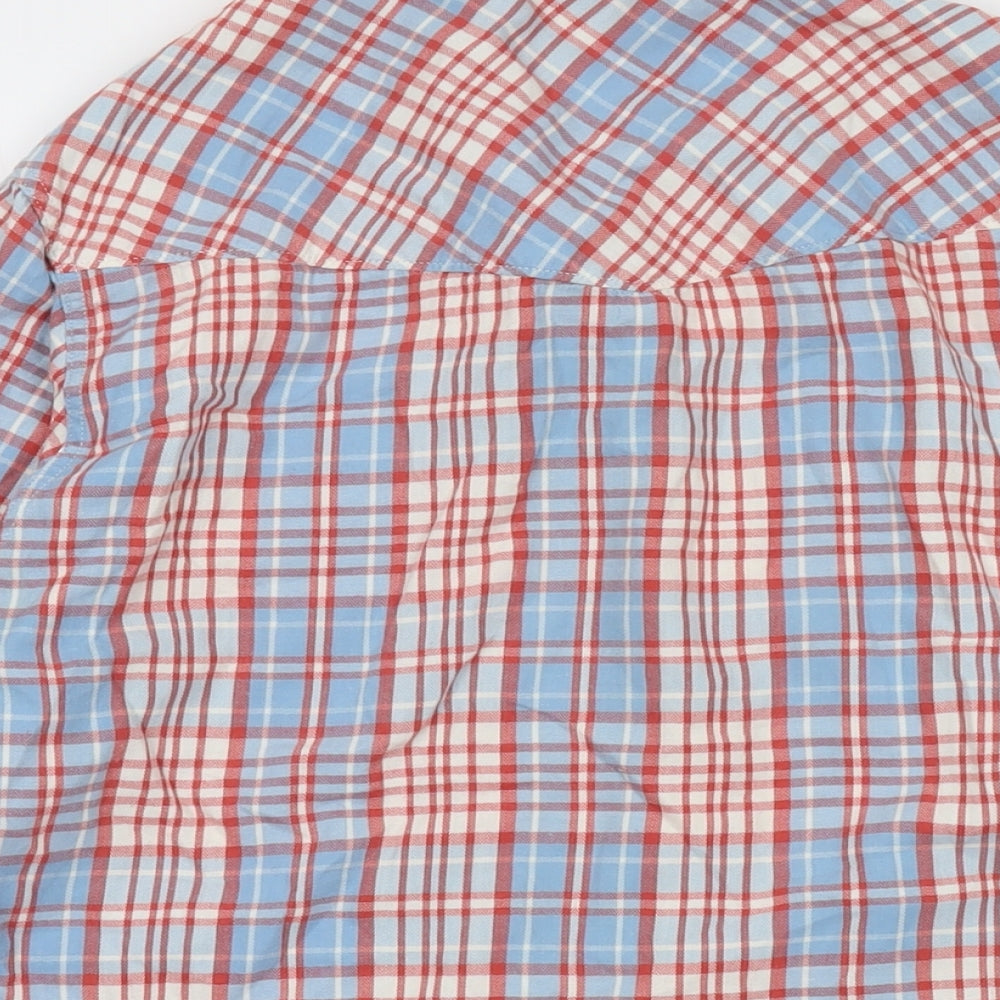 Levi's Mens Blue Plaid Cotton Button-Up Size S Collared Button