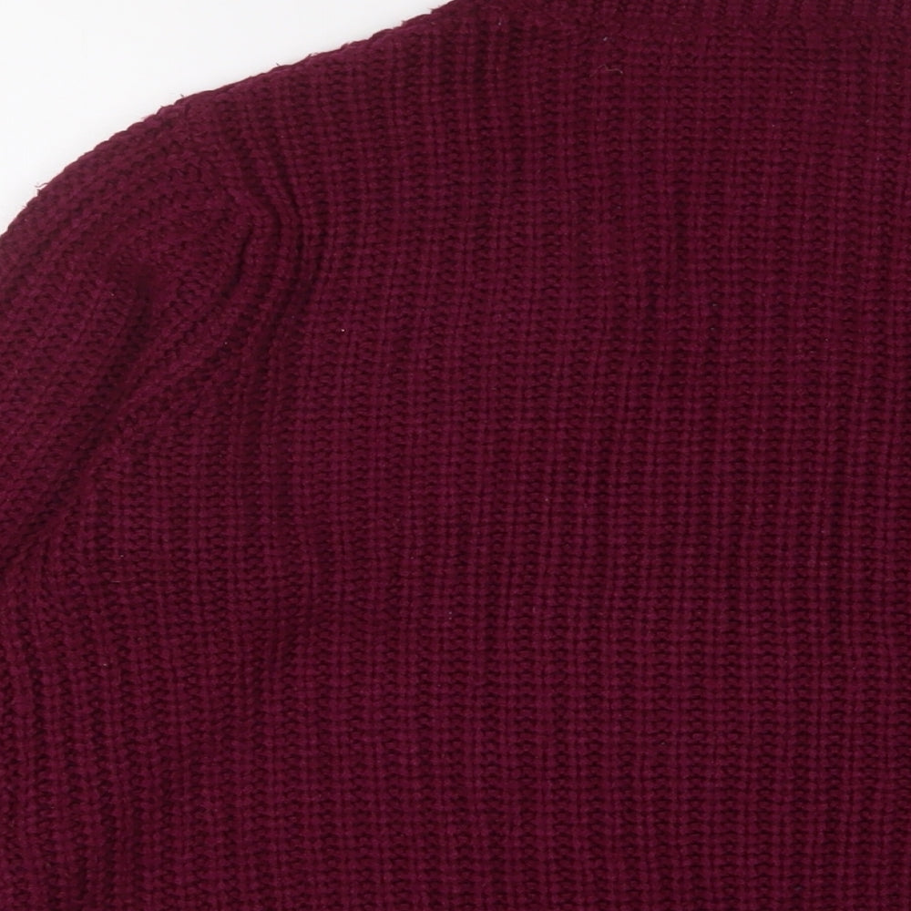 Red Herring Womens Purple High Neck Acrylic Pullover Jumper Size 12