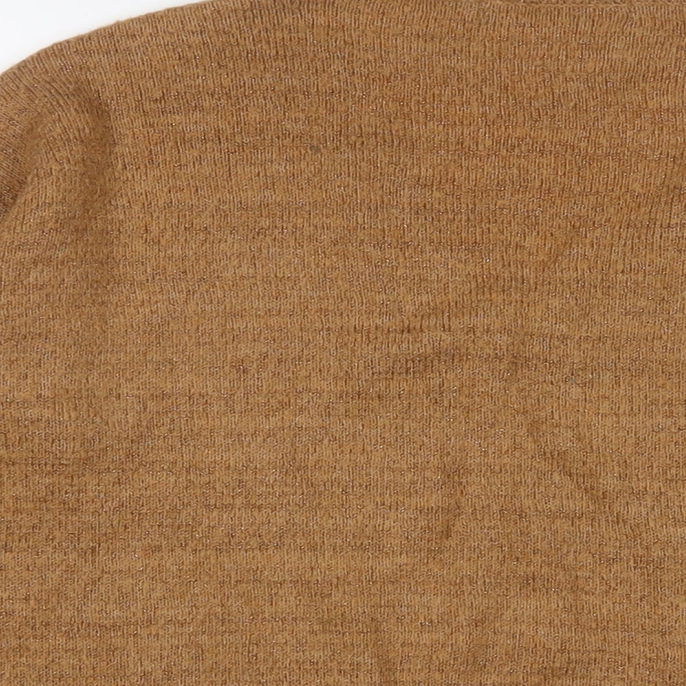 VERO MODA Womens Brown V-Neck Acrylic Pullover Jumper Size M - Glitter