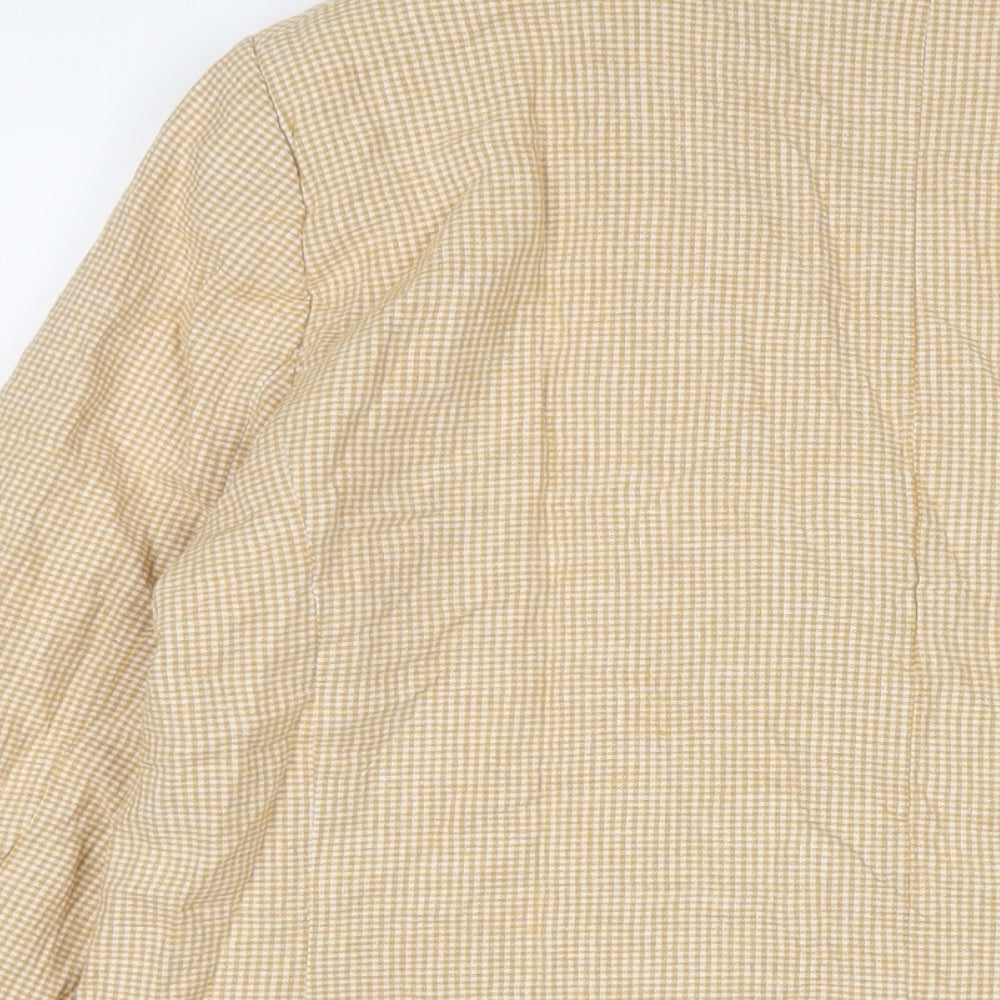 Pimkie Womens Yellow Plaid Jacket Blazer Size XL Button