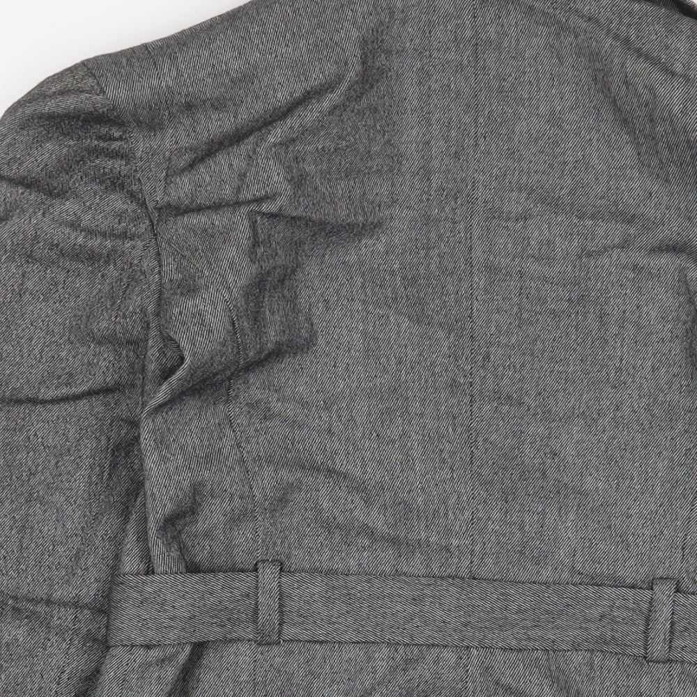 Brand and care label for French Connection women’s grey jacket blazer, size UK 10, button - belted