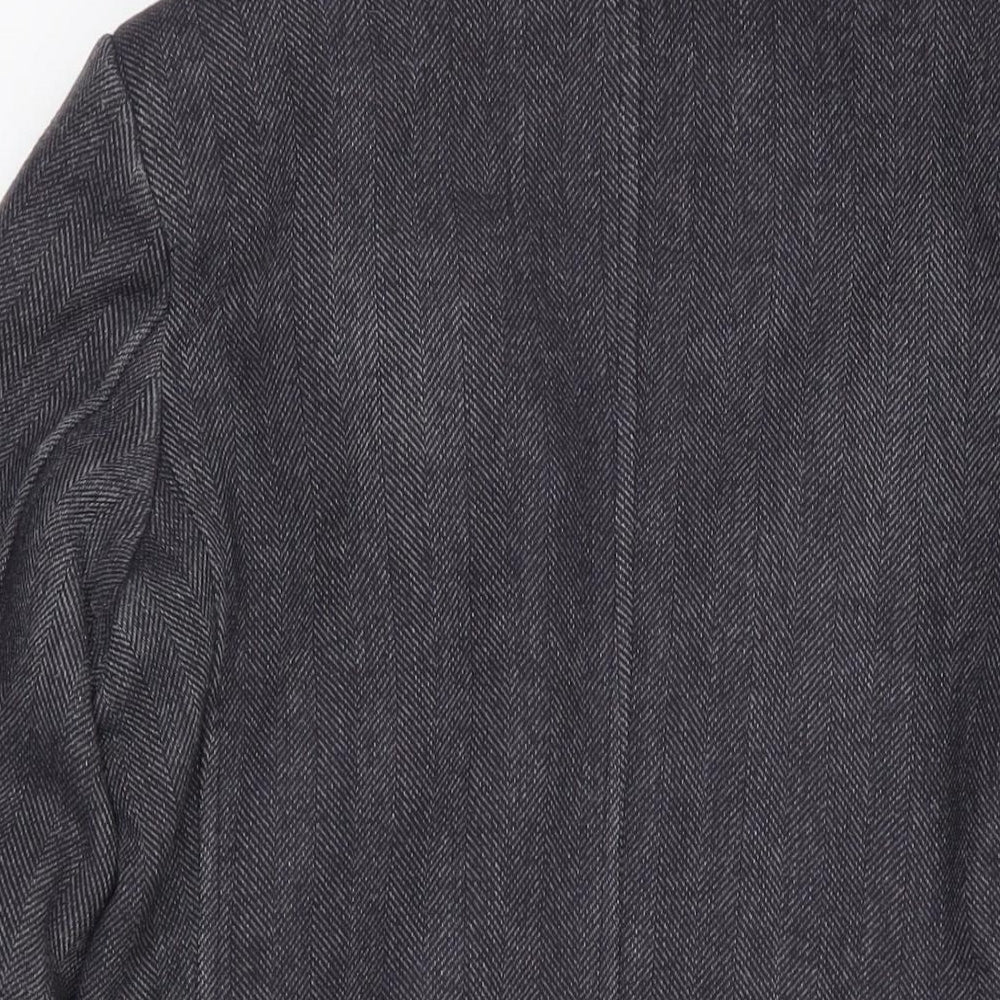 Fusaro Mens Grey Herringbone Overcoat Coat Size 46 Button
