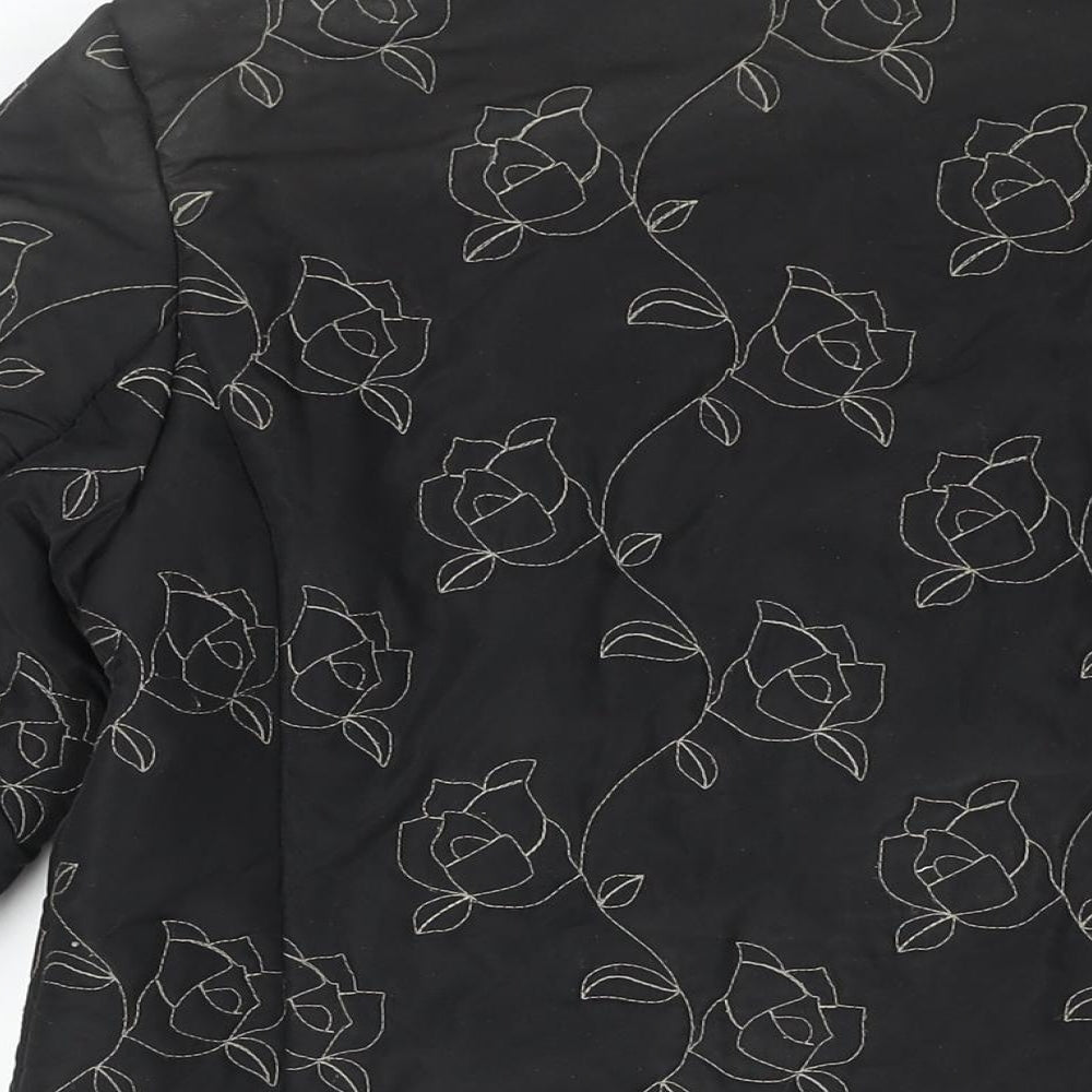SCL sport Womens Black Floral Jacket Coat Size 10 Zip