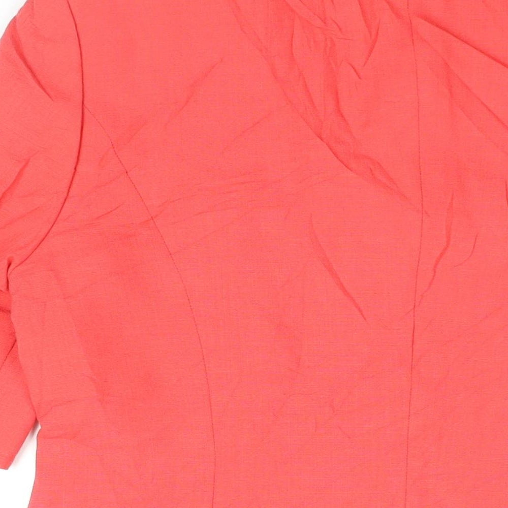 Hardob Womens Red Polyester Basic Button-Up Size 16 Round Neck