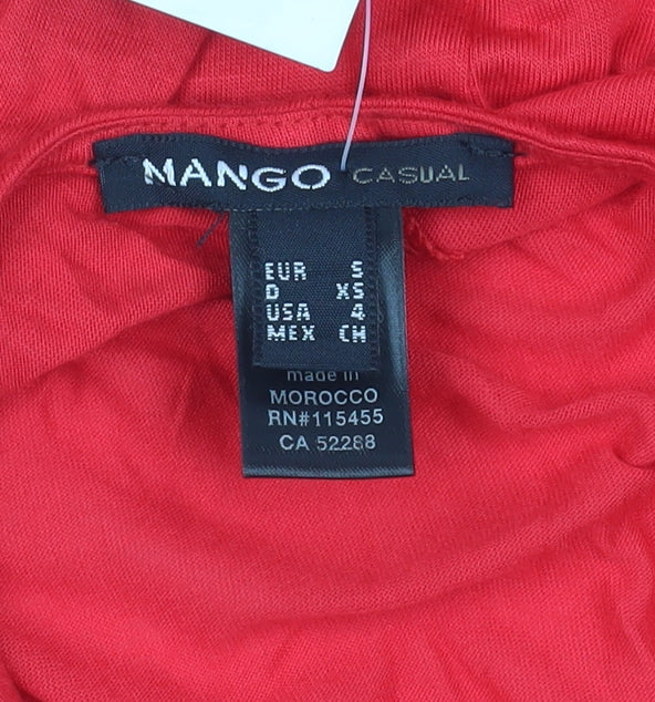 Mango Women's Red V-Neck Sheath Dress Size 8