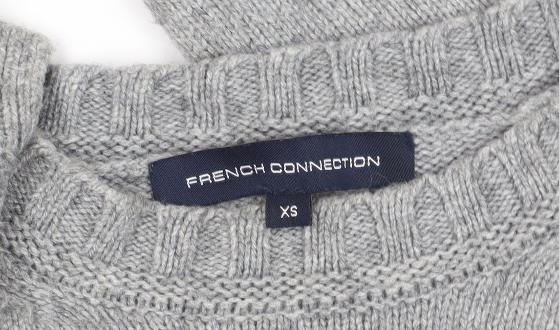 French Connection Grey Crew Neck Wool Blend Jumper