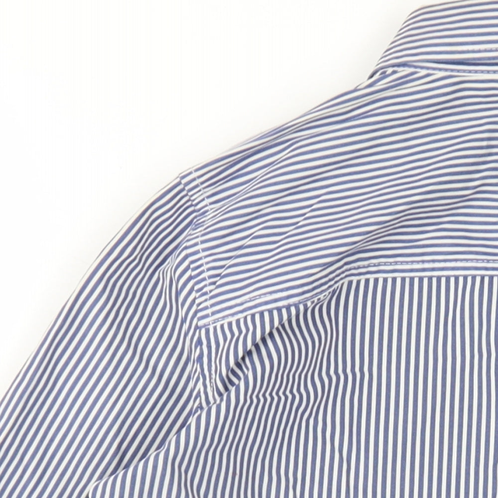 Gilly Hicks Womens Blue Striped Cotton Basic Button-Up Size S Collared