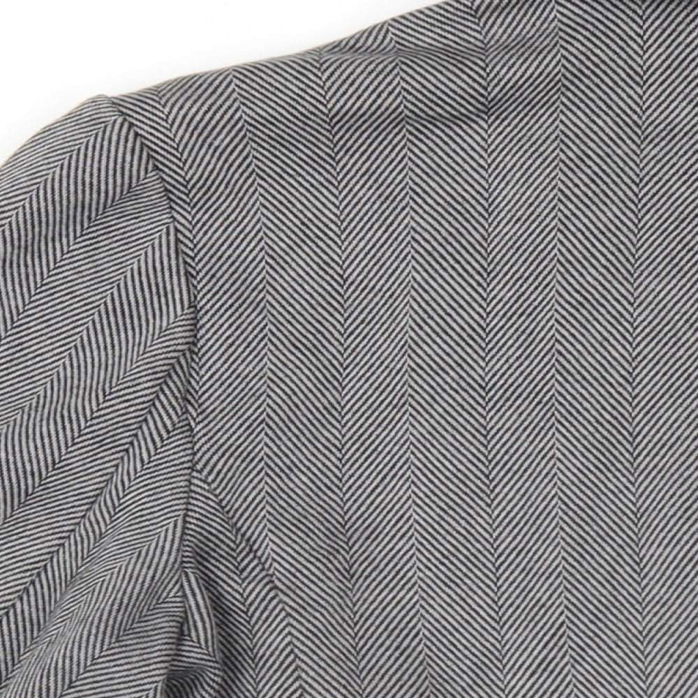 Lands' End Womens Grey Herringbone Jacket Blazer Size S Button