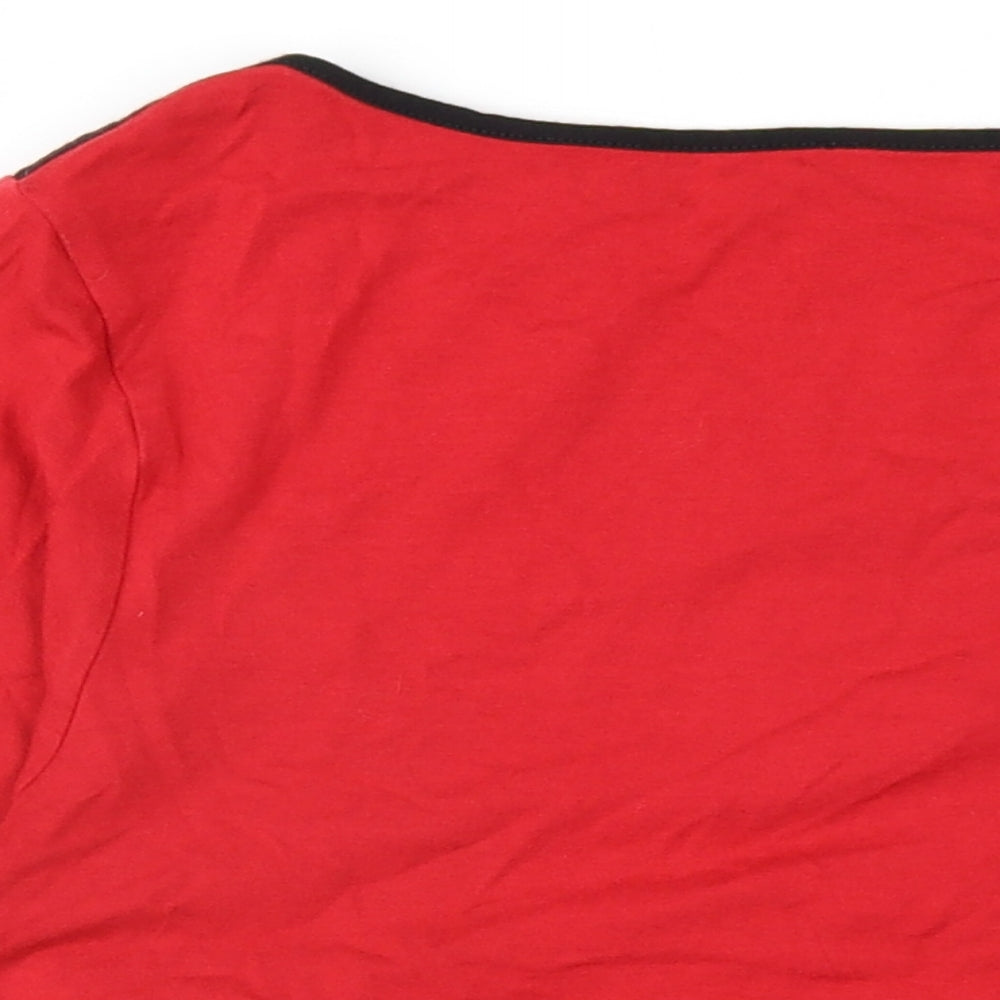 Bianca Womens Red Viscose Basic T-Shirt Size 12 Boat Neck