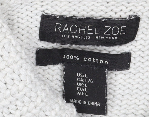 Rachel Zoe Women's White Cowl Neck Pullover Size L