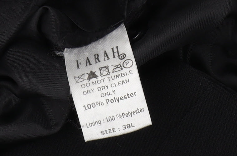 Farah Men's Black Blazer, Size 38, Long, Two-Button