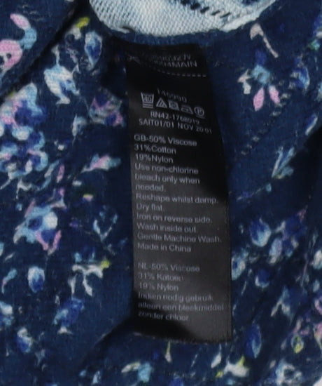Monsoon Women's Blue Floral Pullover Jumper L