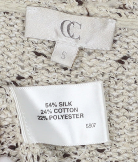 Country Casuals Women's Beige V-Neck Silk Blend Cardigan, Size S